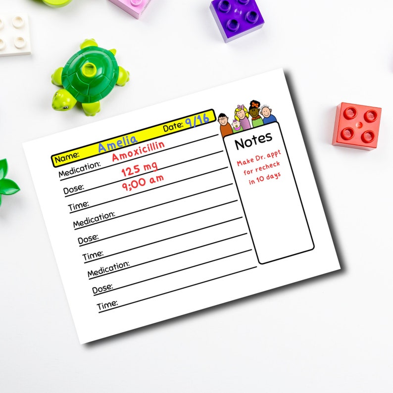 Medication Tracker for Kids, Printable Log, Medication Schedule