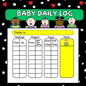 Infant Daily Log – Baby Feeding & Diaper Tracking Chart Printable