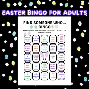 Süß, Spaß und Einfach! Spaß OSTERN Erwachsenen Bingo Spiel Finde den Gast Osterspiel Idee Mix Mingle Osterparty Spiel Finde jemanden, der Frühlingsspiel