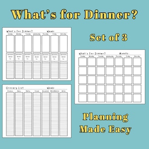 Meal Planning Calendar Set – Dinner Planner, Grocery List & Weekly Template