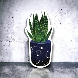 Celestial Snake Plant Sticker: Glossy Vinyl Laptop Decal