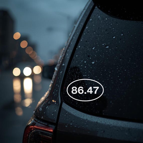 Subtle 86.47 Anti-Trump Progressive Oval Car Decal | Minimalist Leftist Resist Parody