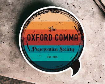 Oxford Comma Grammar Police Stickers: English Teacher Appreciation Gift for Bookworms and Language Lovers