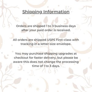 K&ouml;nnte beinhalten: Versandinformationen f&uuml;r Bestellungen. Bestellungen werden 1 bis 3 Werktage nach Zahlungseingang versandt. Alle Bestellungen werden mit USPS First-class mit Sendungsverfolgung in einem Briefumschlag versandt. Versand-Upgrades sind an der Kasse f&uuml;r eine schnellere Lieferung verf&uuml;gbar, aber die Bearbeitungszeit bleibt 1 bis 3 Tage.