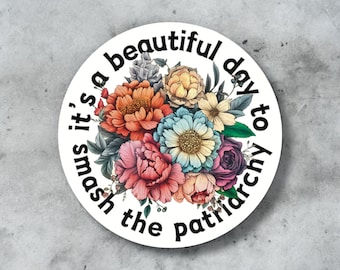 Floral Feminist Vinyl Sticker: Smash the Patriarchy for Women's Empowerment