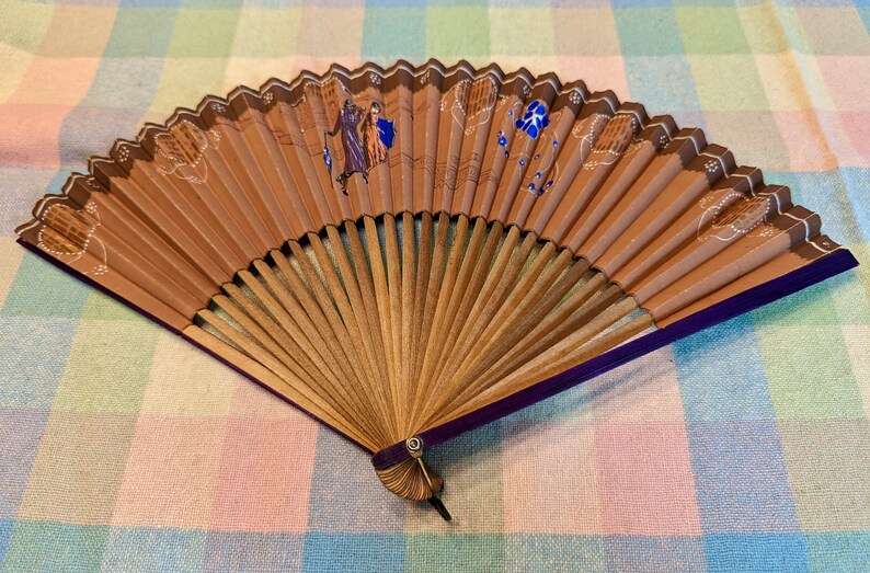 Vintage Japanese Paper Fan Hand Painted Etsy