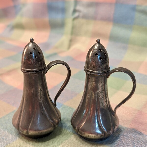 Vintage Pewter Salt and Pepper Shakers Etsy