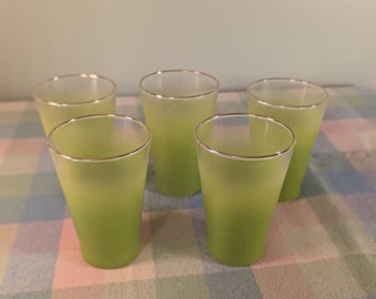 Vintage Blendo Green Fade Juice Glasses - Set of 5