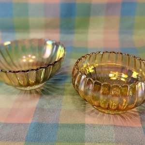 Vintage Marigold Carnival Glass Trinket Dishes - Set of 2