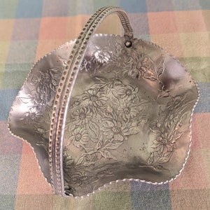 Vintage Aluminum Floral Candy Nut Dish Vintage Tray