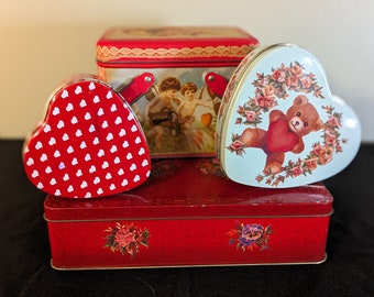 Vintage Valentine’s Metal Tins - Set of 4