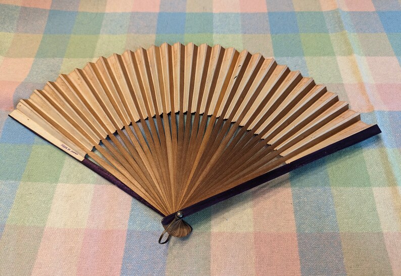 Vintage Japanese Paper Fan Hand Painted Etsy
