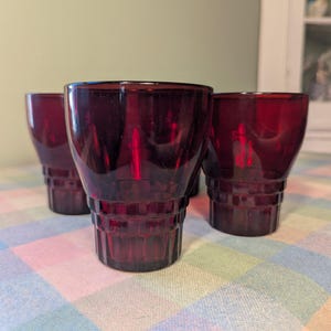 Vintage Anchor Hocking Windsor Royal Ruby Flat Glass Tumbler - Set of 4