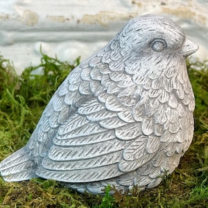 Fat Bird Statue, Whimsical Bird Statue, Concrete, Cast Stone Bird Statue