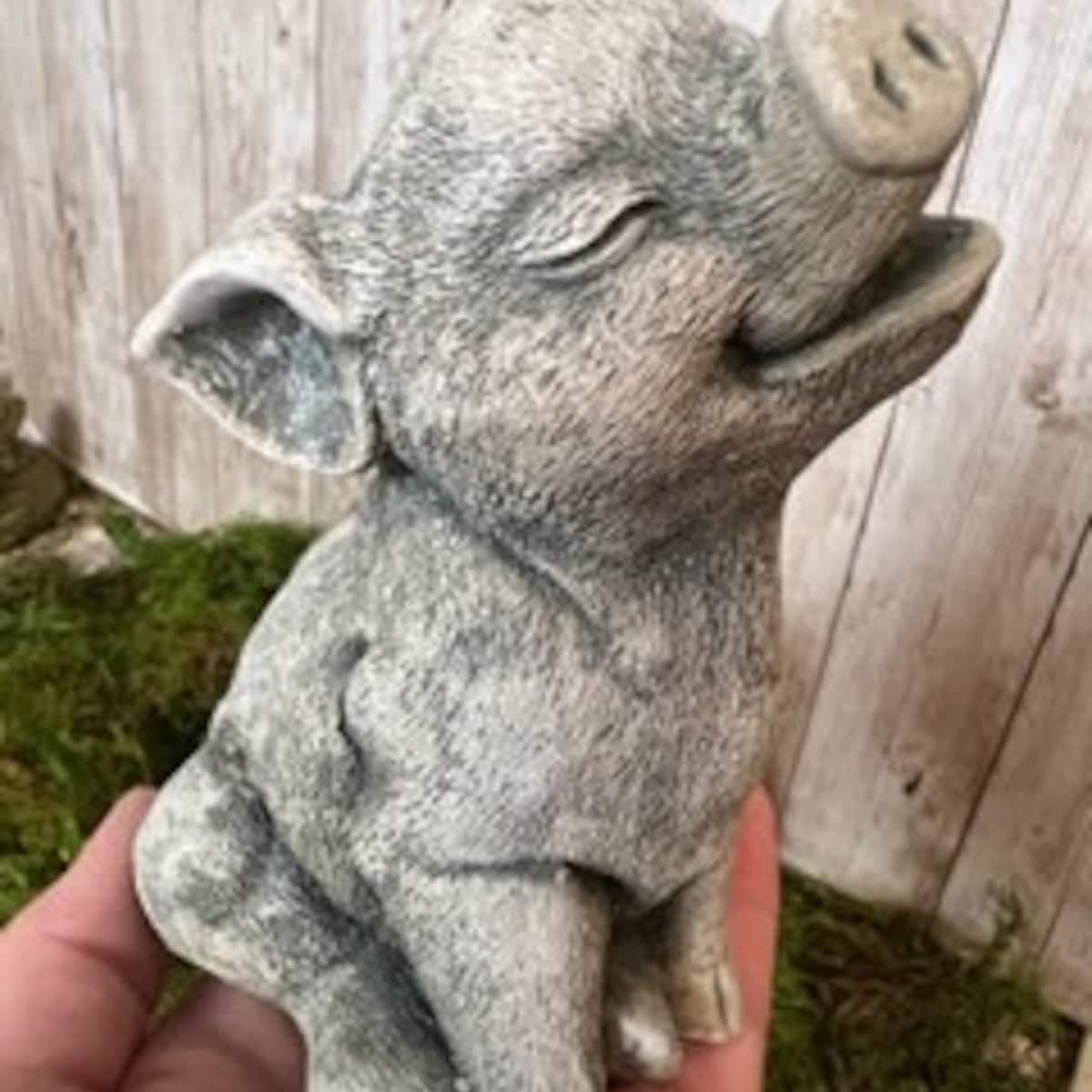 Pig Statue, Adorable, Smiling Cast Stone Pig, Concrete Pig 5 X 3.5 X 3 Inches - Etsy