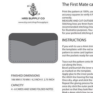 Leather cardholder PDF front pocket design, beginner leather wallet pattern,