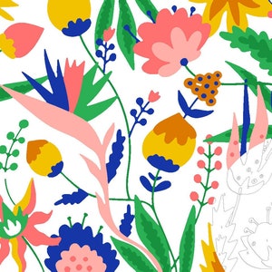 Malen nach Zahlen-Abstrakter Tropischer Blumen Wald - Wildblumen Malen nach Zahlen - Paint Kit für Erwachsene - Malen nach Zahlen - Instant Download