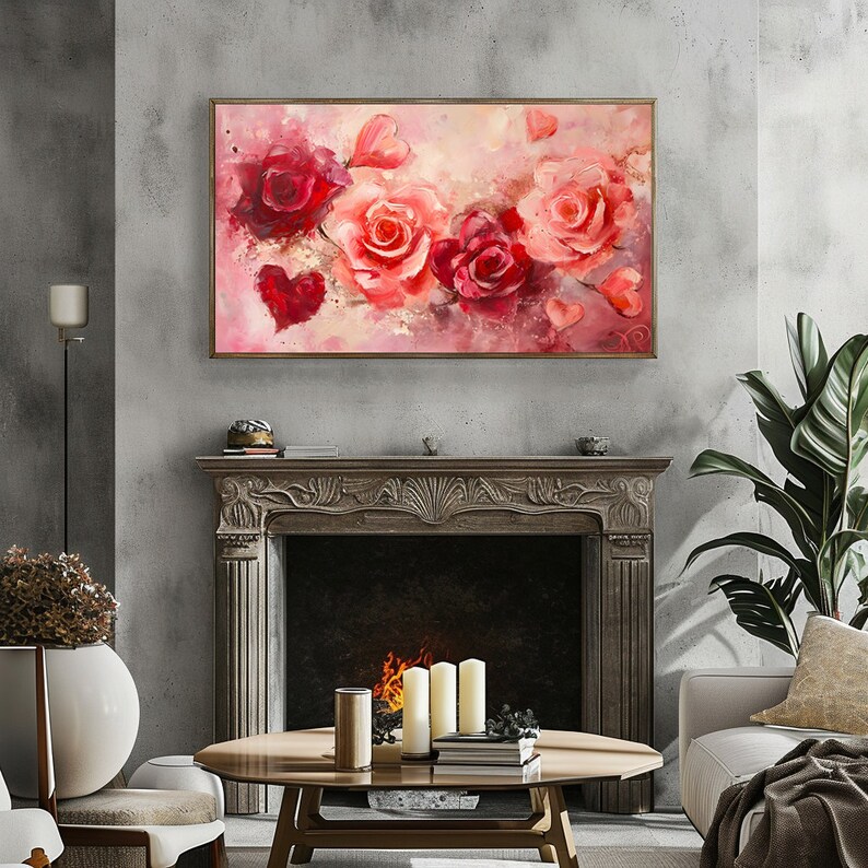 Valentine's Day FRAME TV Art Valentine Rose Hearts Frame Tv Art