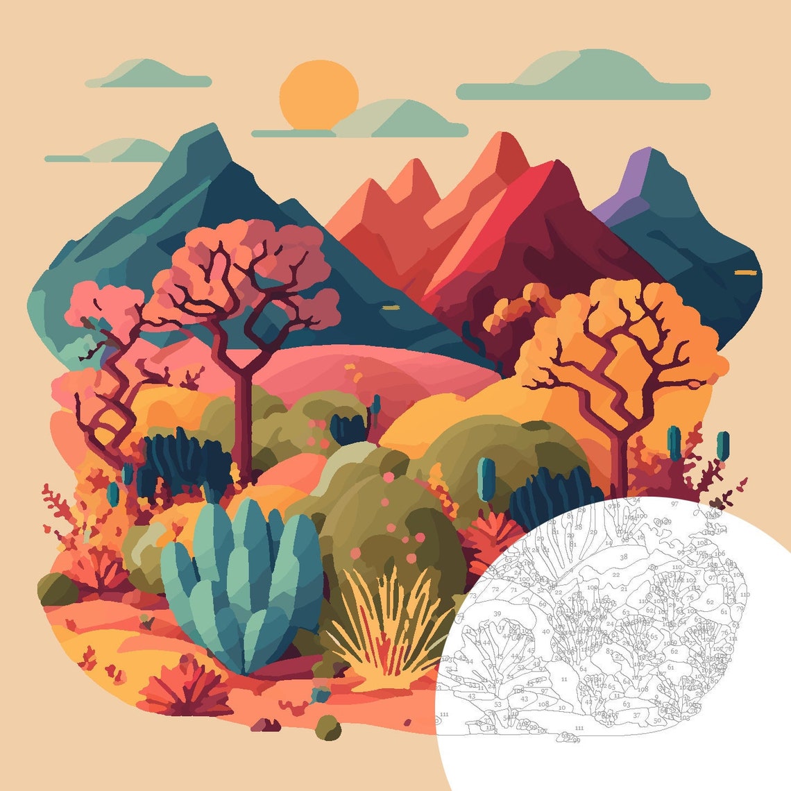 Paint by Number Arizona Landscape Landscape Mountain Paint by Numbers