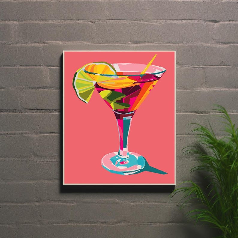 Paint by Number, Cocktail Paint by Numbers, DIY Art, Gift Idea, Martini