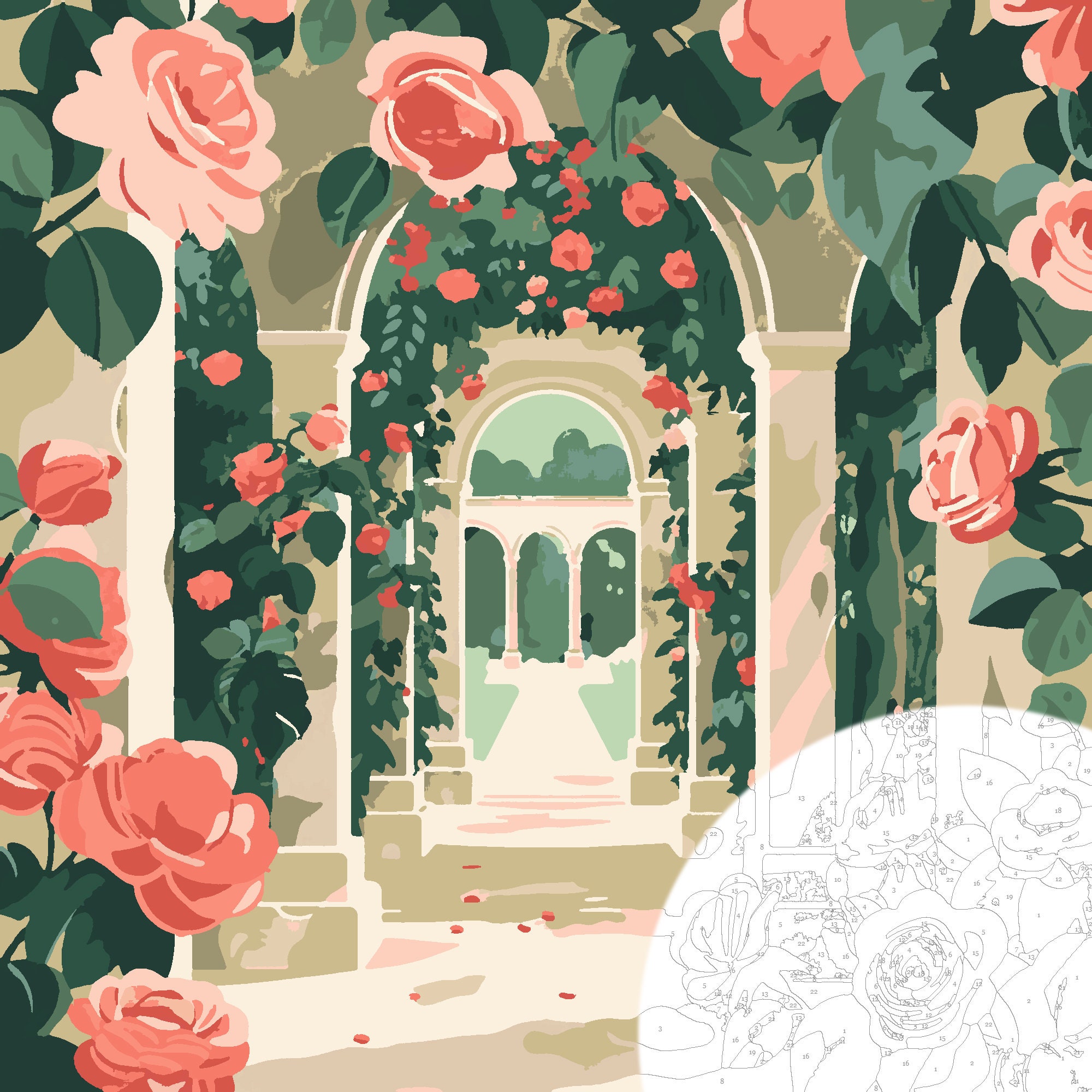 DIY Malen Nach Zahlen 'Rosen In Glaskuppel' – 40,6 X 50,8 Cm, Inkl. Leinwand, Farben & Pinsel