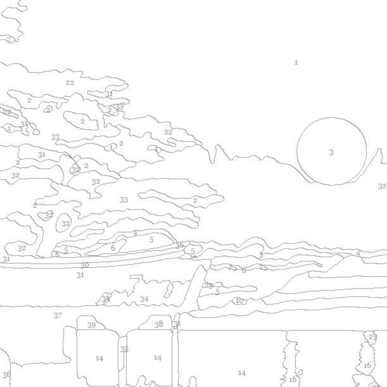 Paint by Number Japanese Landscape Painting Sunset on the Lake Paint by