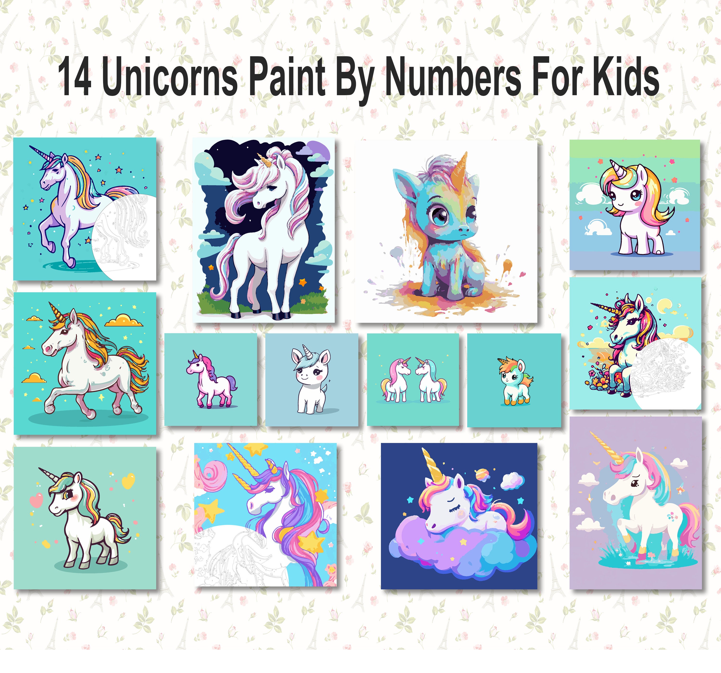 Unicorn - Paint by Numbers Kit (For Children) 10x10 inches