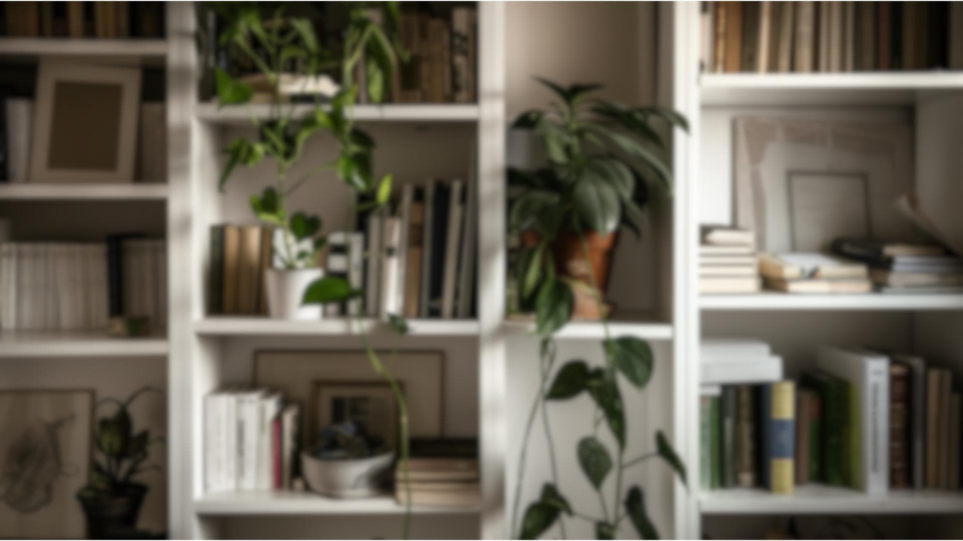 Zoom Visual Background, Plant Bookshelf Zoom Background, Virtual ...