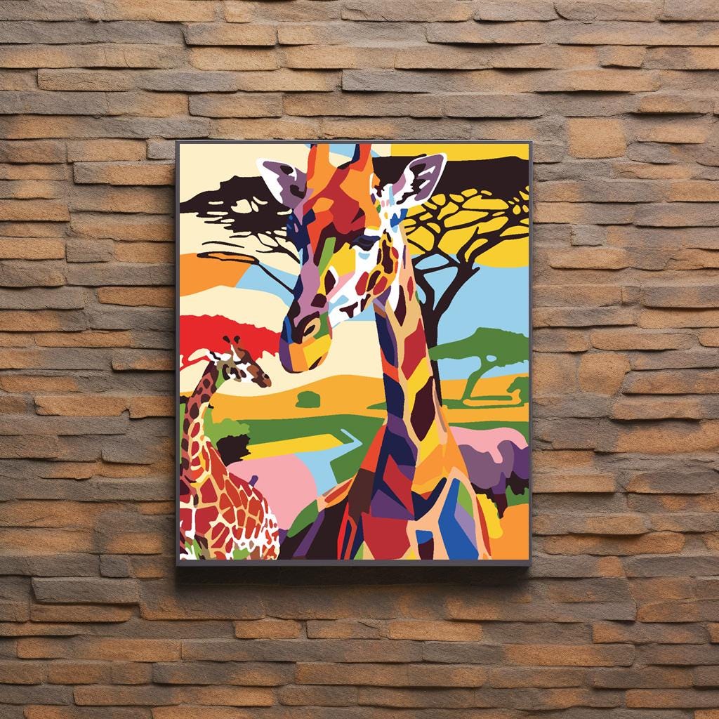 Malen Nach Zahlen Kit Für Erwachsene: Blume Giraffe, 40,6 X 50,8 Cm Leinwand, Acrylfarben & Pinsel Inklusive