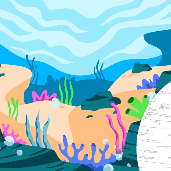 Paint By Number- Sea World Landscape Undersea Paint By Numbers - Paint Kit for Adult - Color By Numbers - Instant Download