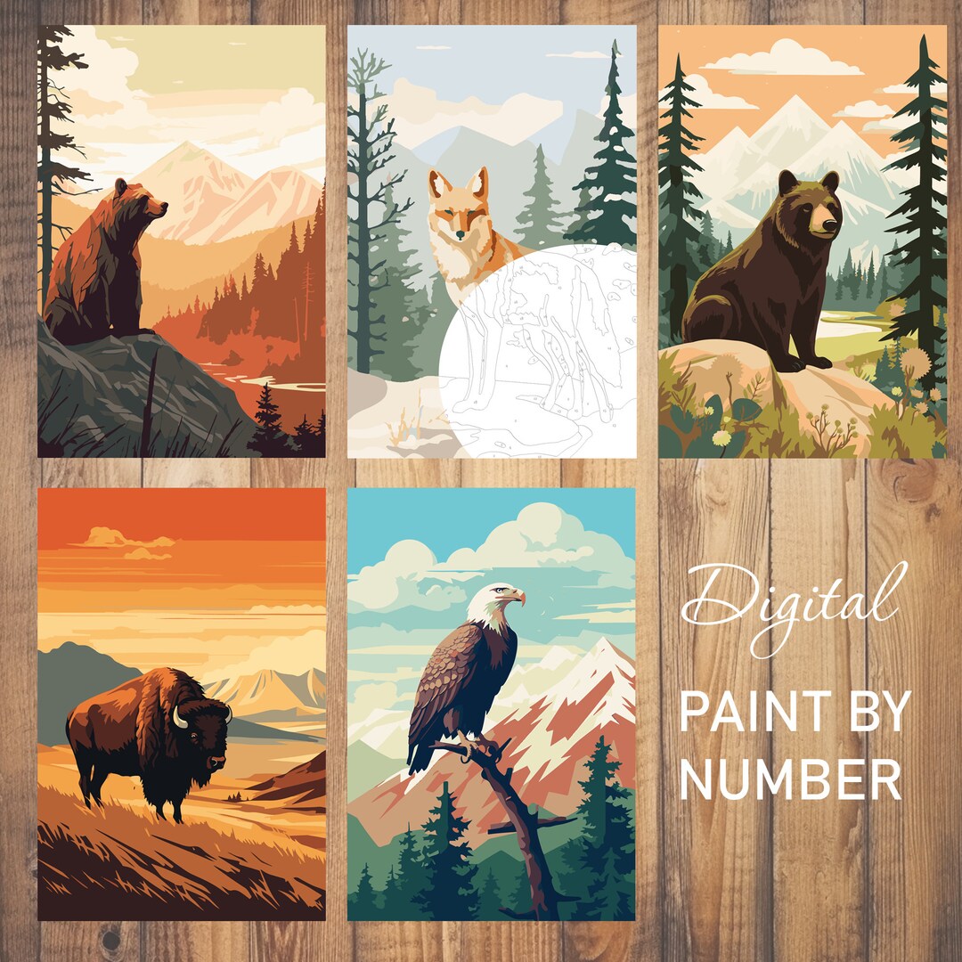 5 Printable Paint by Numbers National Parks Wildlife Paint by Numbers