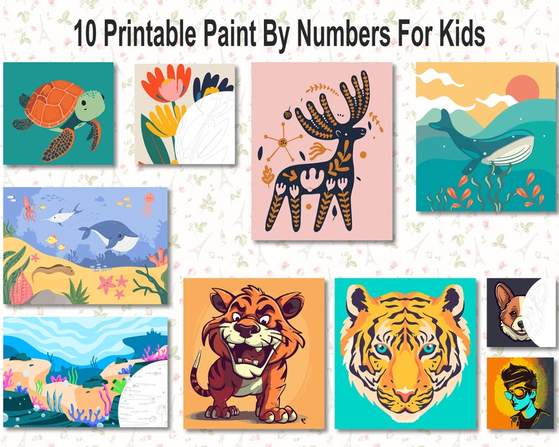 10 Paintable Paint by Numbers for Kids Paint by Number include ...