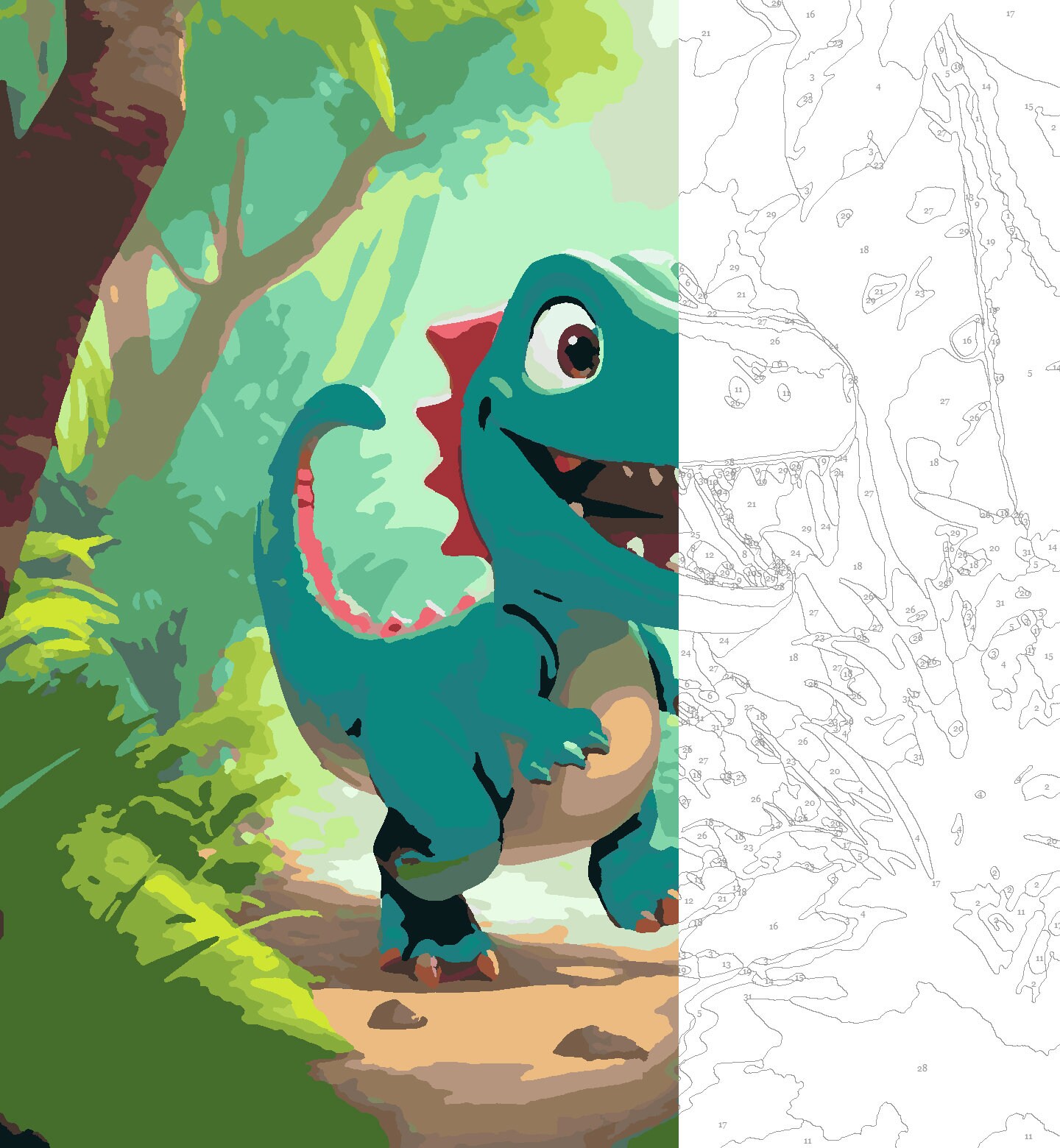 10 Printable Dinosaurs Paint by Numbers Paint by Number 10 Dinosaurs ...