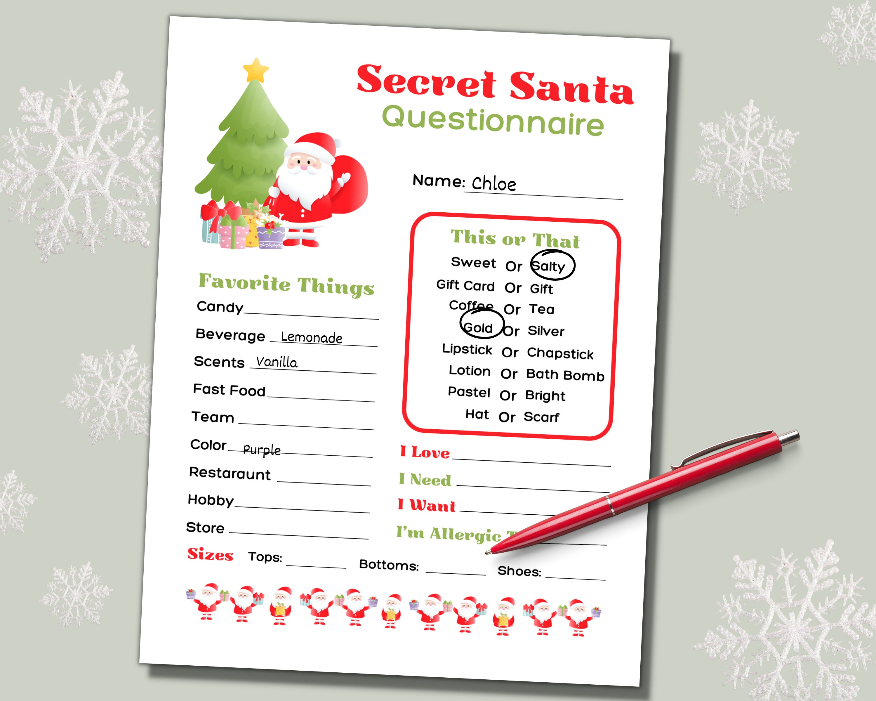 Secret Santa Questionnaire for Coworkers Bundle, Secret Santa Gift Tags