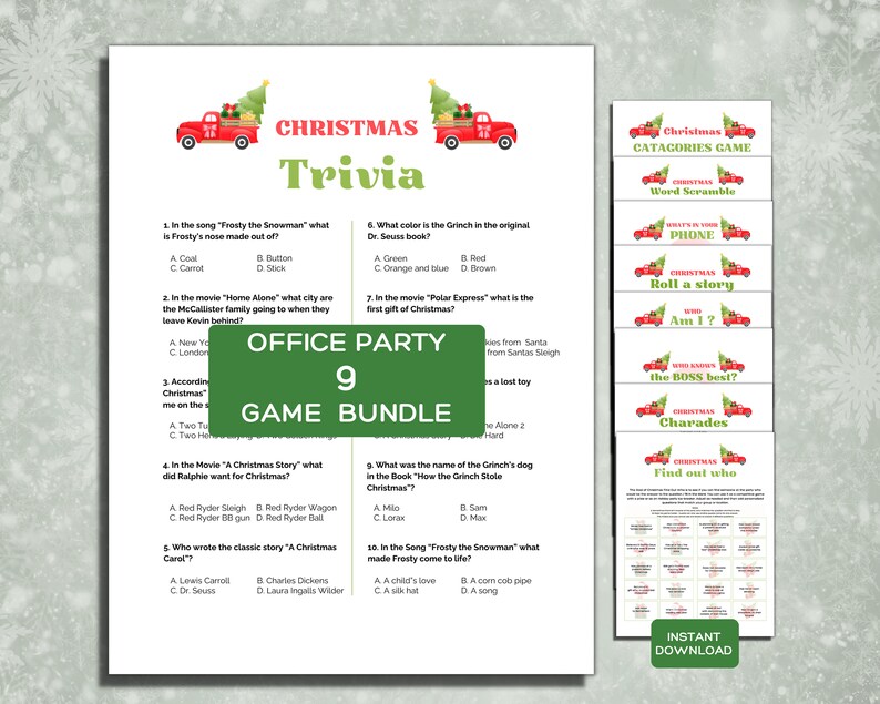 Christmas Office Party Games Printable Bundle, Holiday Work Party Team ...