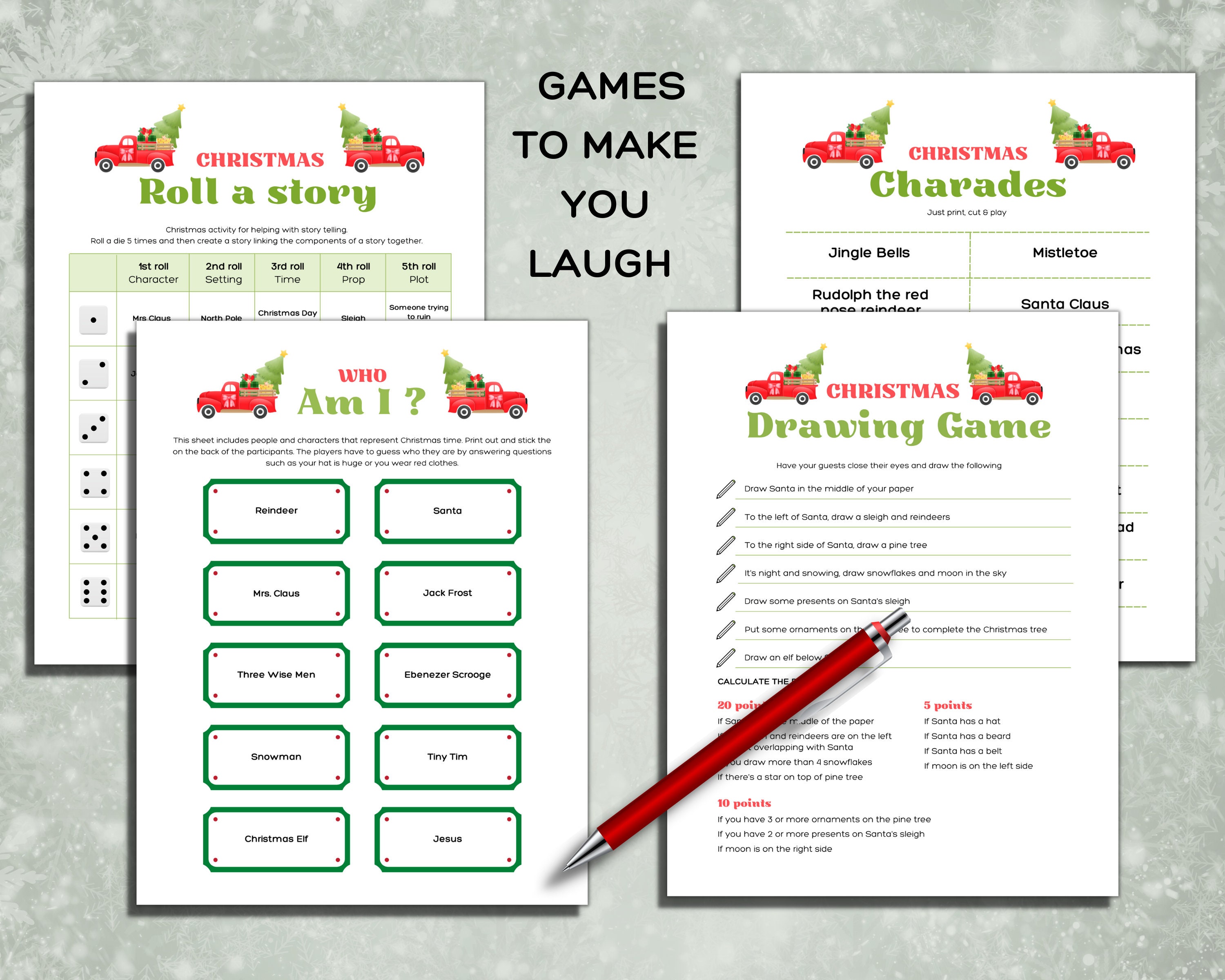 Christmas Party Games Printable Bundle, Christmas Games Family Game ...