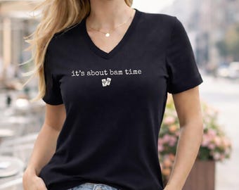It's About Bam Tme Mahjong Shirt, Stylish Mah Jongg V-Neck T-Shirt, Trendy Mahjong Gifts for Mahj Club Girls Weekend Trip