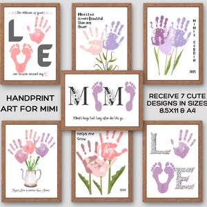 Handabdruck Geschenk für Mimi, Geschenk für Oma, Fußabdruck Geschenk von Enkelkinder, Geschenk zum Selberdrucken, Valentinstag Geschenk für Mimi