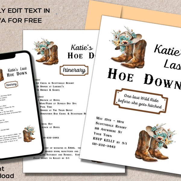 Bachelorette Invitation Last Hoe Down Etsy Il 600x600.4821677325 5mem