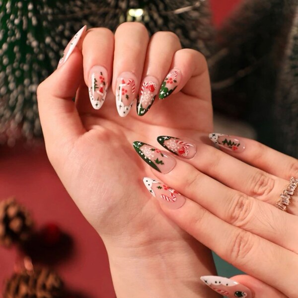 Christmas Press on Nails Etsy Christmas Nail Press On