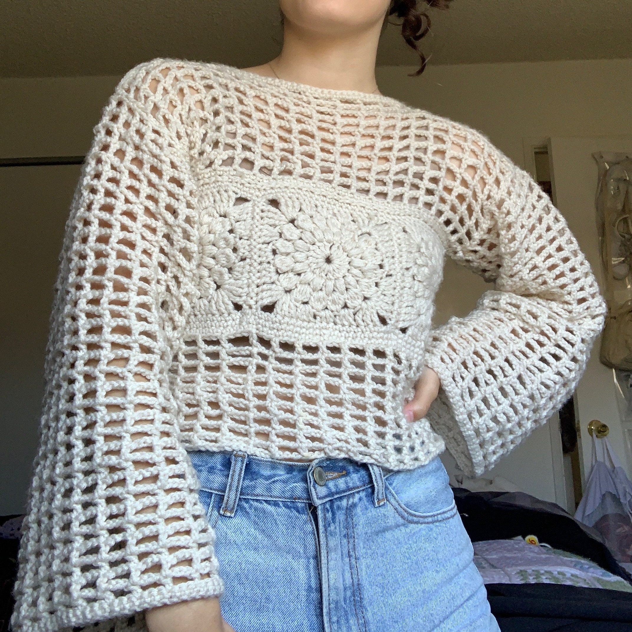 Ameri VINTAGE - MEDI CROCHET LAYERED KNIT ベージュ Ameri VINTAGE - MEDI CROCHET LAYERED KNIT ベージュの通販 by