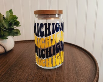 Michigan tumbler | Navy and yellow | Wolverines | tumbler | Michigan gift