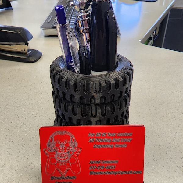 Tire Stack Pen and Business Card Holder