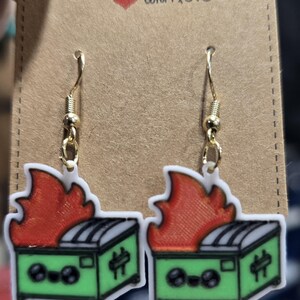 Dumpster fire earrings