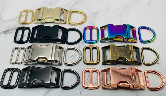 25 Sets, 1'' (25mm) Dog Collar Hardware Kits-Metal buckle sets, Rose Gold  A-B