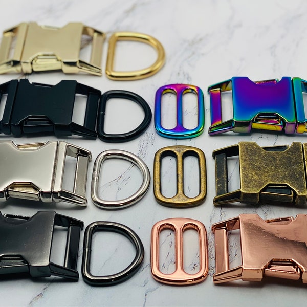 25mm (1") Colored Metal Collar Set/Dog Collar Hardware/Pet Hardware/Supply/Neo Chrome/Rose Gold/Gold/Brass/Antique Brass/Nickel Plated