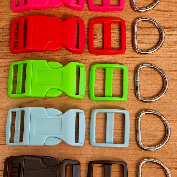 25mm (1") Colored Plastic Collar Set/Dog Collar Hardware/Pet Hardware/Supply/Pink/Red/Green/Blue/Black