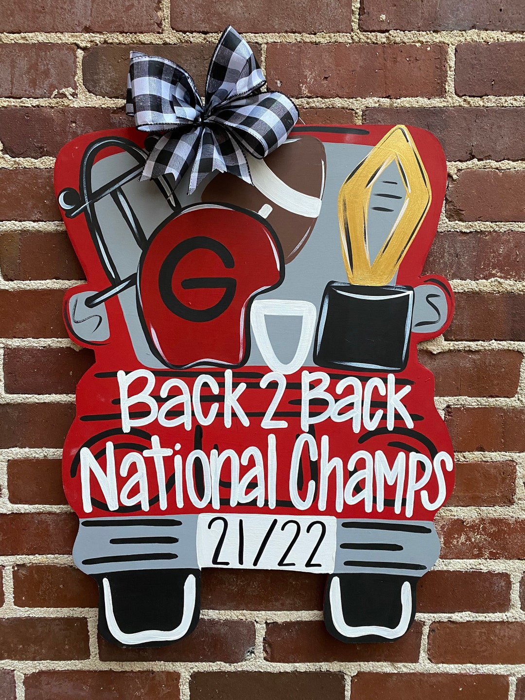 UGA Championship Door Hanger Football Door Hanger Bulldogs Door Hanger Etsy