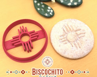 Zia Cookie Cutter, Circle Biscochito Stamp, New Mexico Cookie Cutter, Zia Symbol Imprint, New Mexico State Cookie