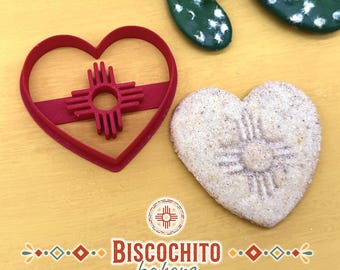 Zia Heart Cookie Cutter & Stamp, Biscochito Cookie Cutter, New Mexico Zia Symbol, Valentine's Day, Wedding Celebration, Southwest Baking